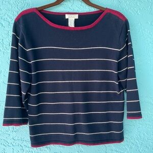Navy Striped Lightweight Christopher & Banks Sweater Size Large